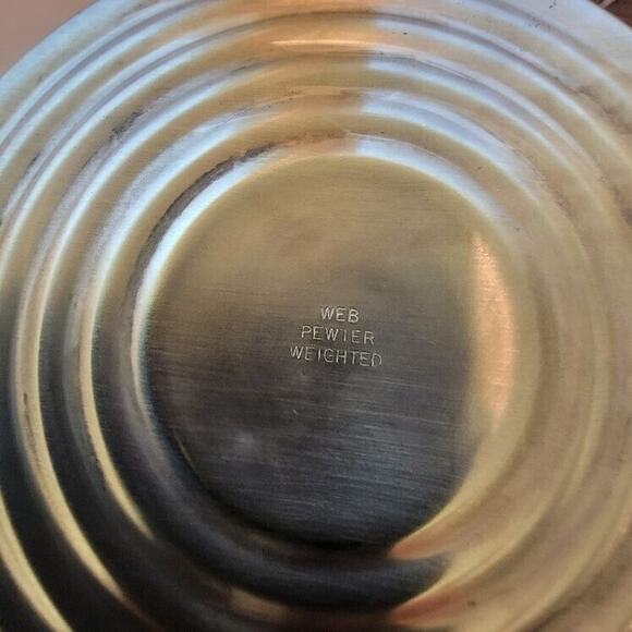 Candlestick Pair Weighted Two-tone Silver Brass Web Pewter Formal Evening - Picture 3 of 10